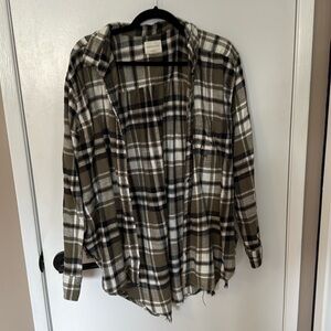 Oversized Distressed Boyfriend Button Up